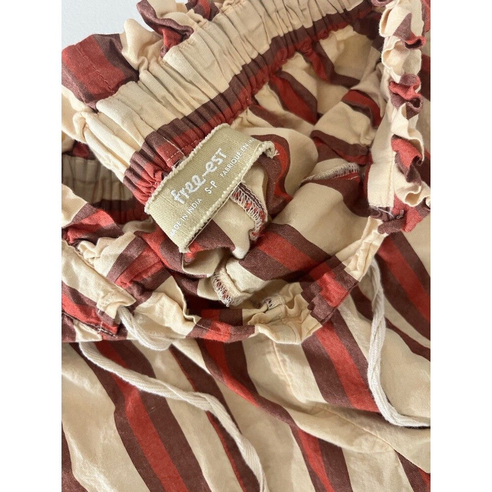 Free People Free est Solara Pants Striped Printed Mid-rise Wide-leg Pockets S - Picture 6 of 13